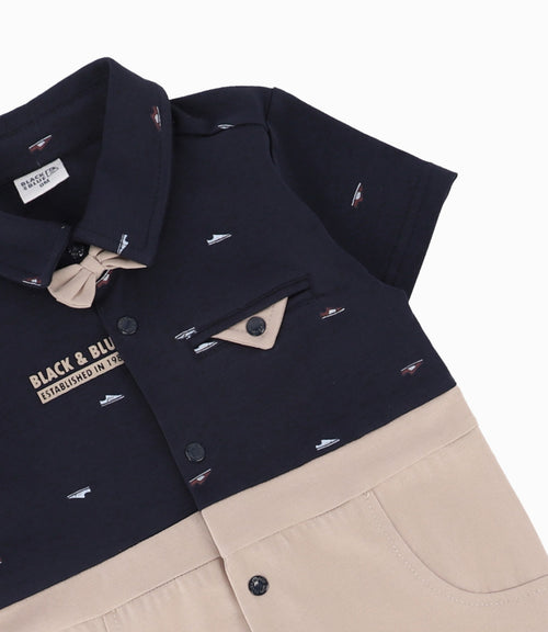 Enterito Recién Nacido Formal Black and Blue Azul Marino