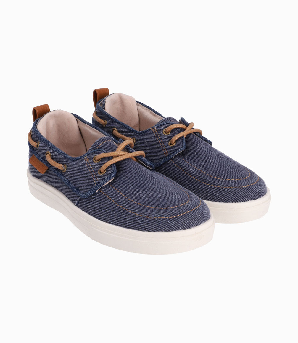 Zapato Con Cordones Cafés Niño Denim