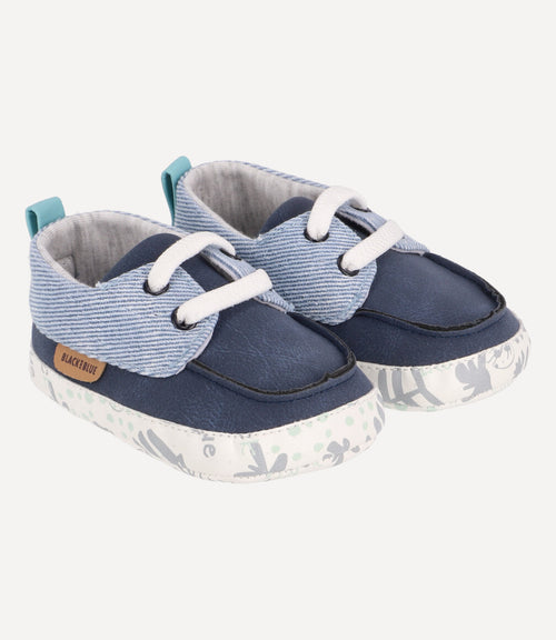 Zapato Casual Recién Nacido Denim Azul Black and Blue