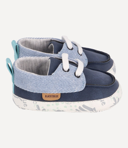 Zapato Casual Recién Nacido Denim Azul Black and Blue