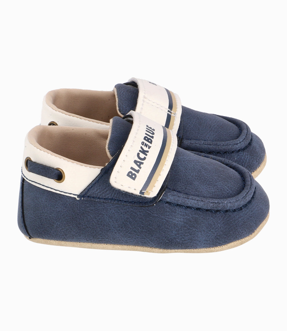 Zapato Recién Nacido Mocasín Black and Blue Azul Marino