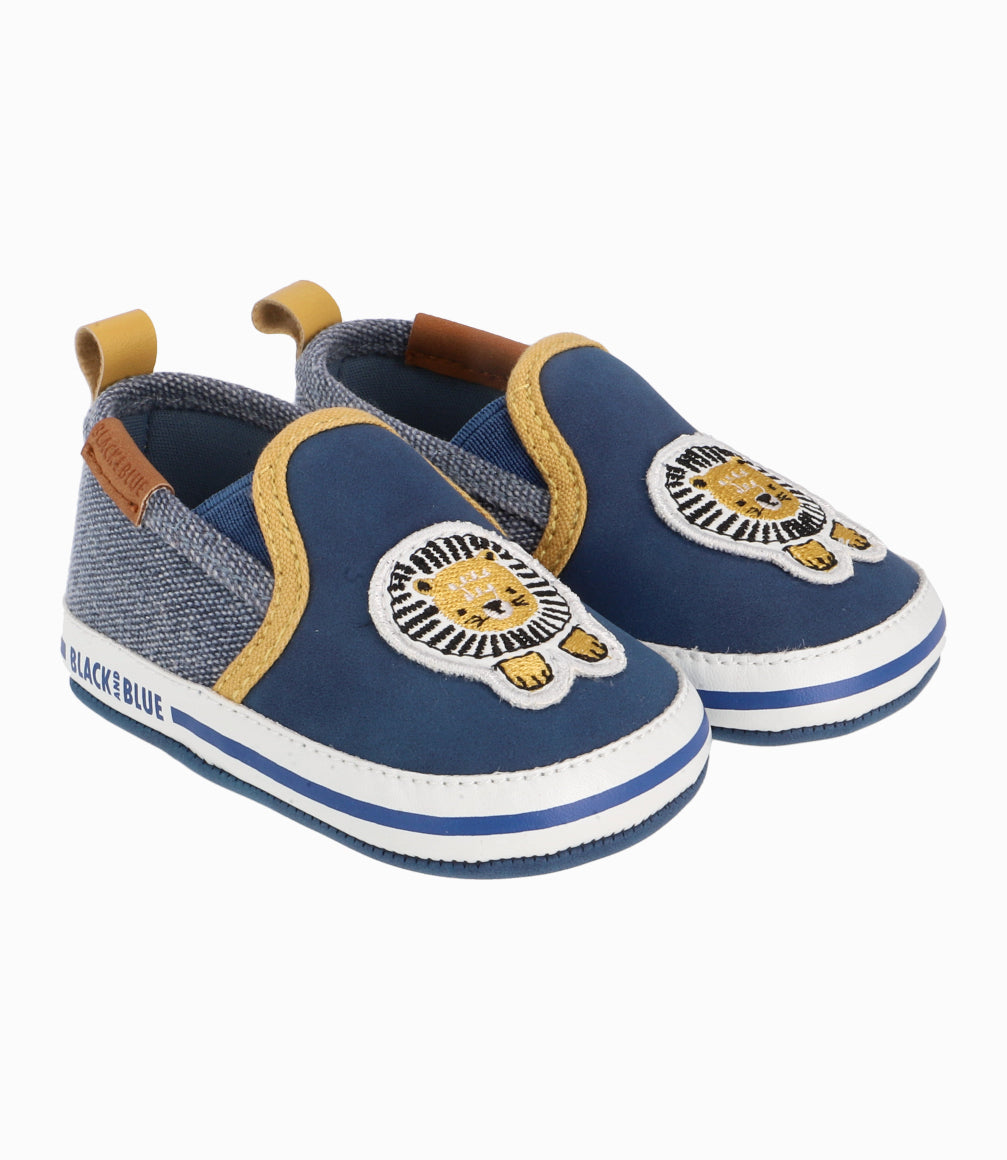 Alpargata Con Parche De León Recién Nacido Denim