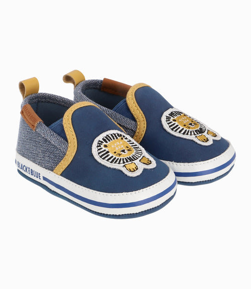 Alpargata Con Parche De León Recién Nacido Denim