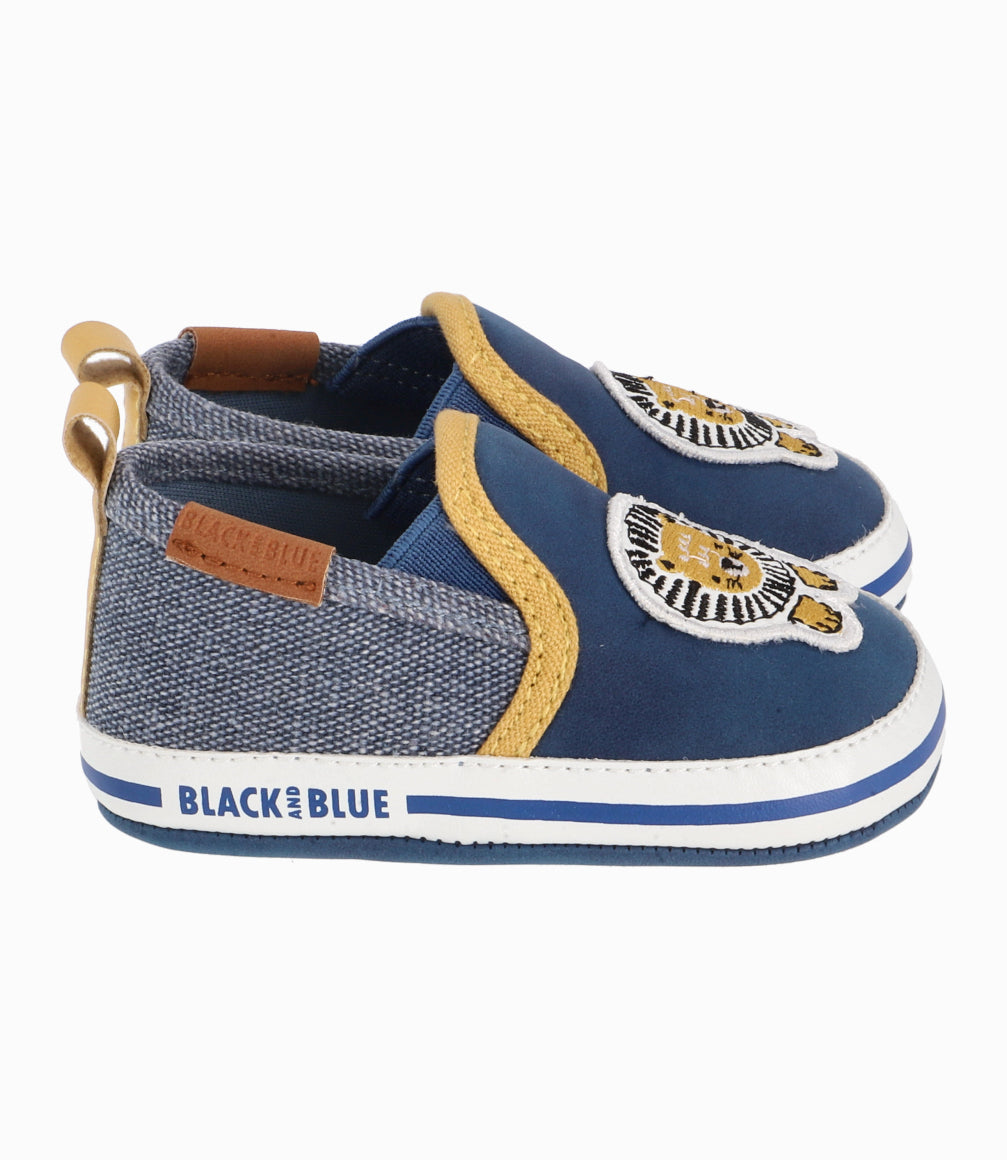 Alpargata Con Parche De León Recién Nacido Denim