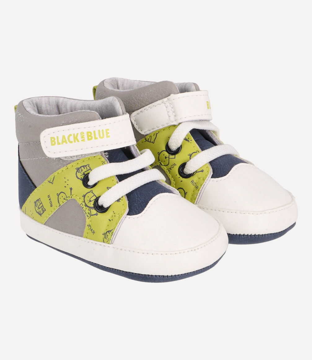 Zapatilla Con Tigres Recién Nacido Base Gris Black and Blue
