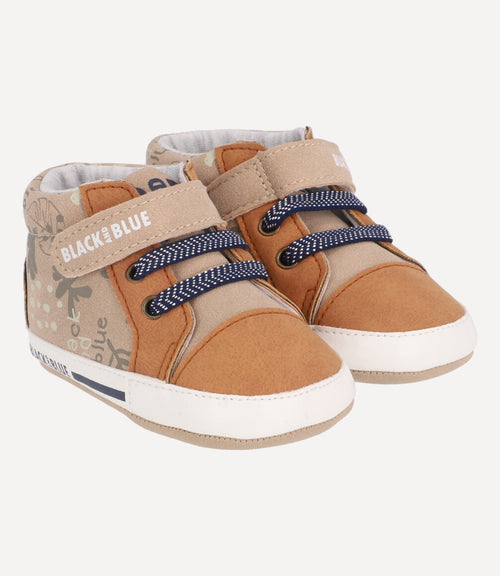 Zapatilla Con Cordones Azules Recién Nacido Beige Black and Blue