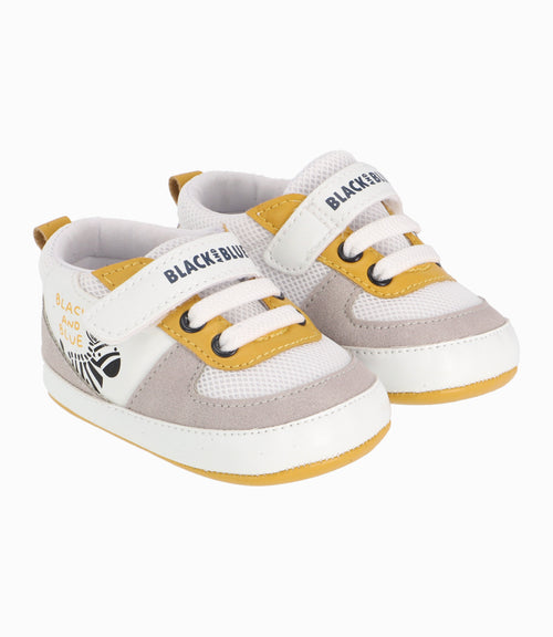 Zapatilla Con Cebra Recién Nacido Blanco