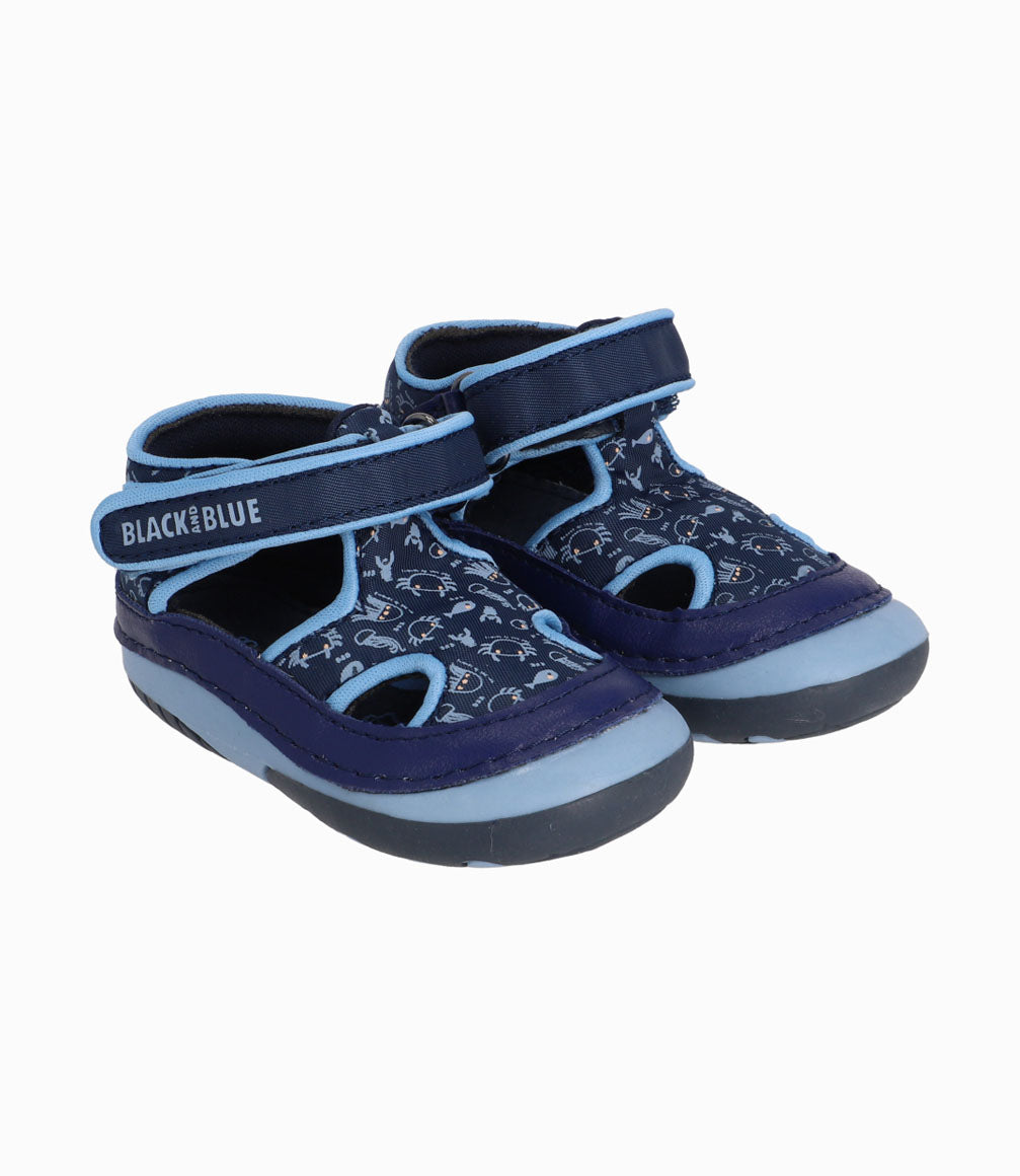 Sandalia Cangrejera Recién Nacido Azul Black and Blue