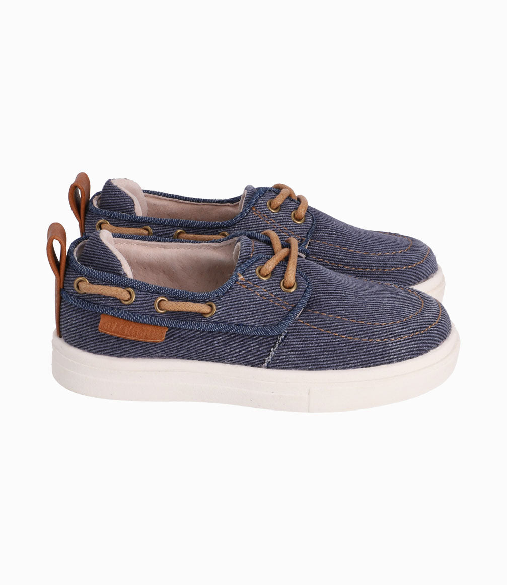 Zapato Con Cordones Cafés Bebé Niño Denim