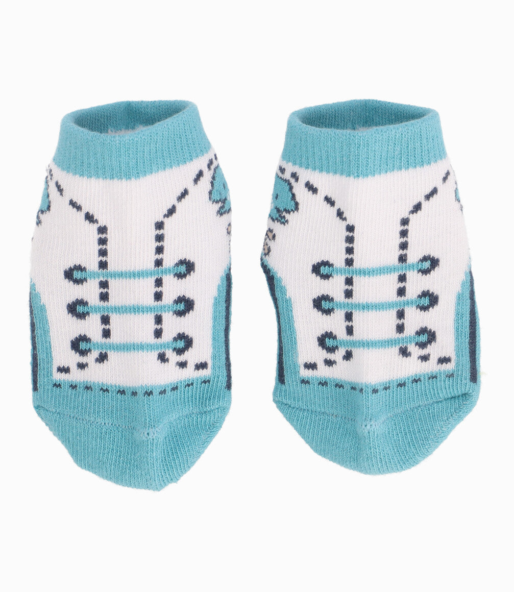 Calcetín Zapatilla Recién Nacido Menta Black and Blue