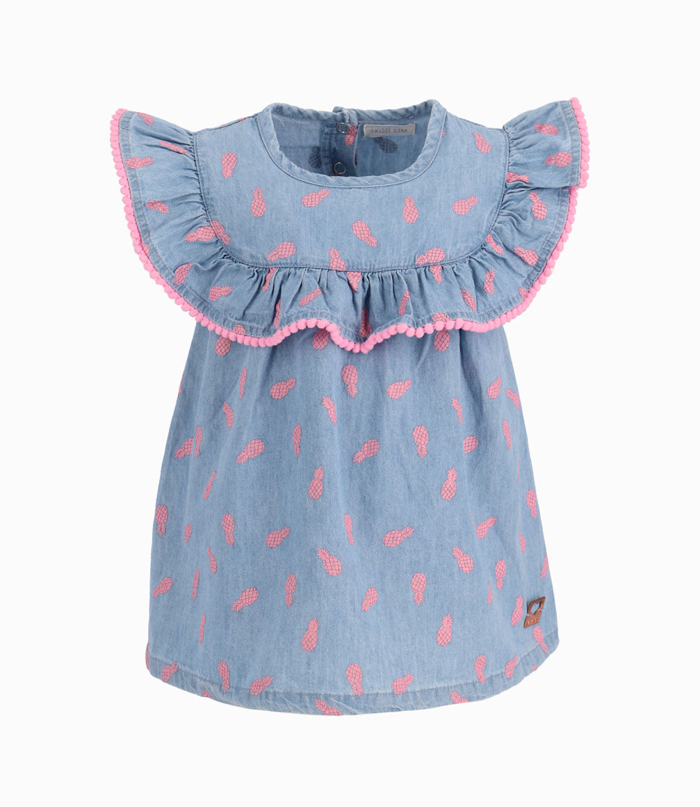 Vestido Bebé Niña Con Piñas 4 Kids Denim