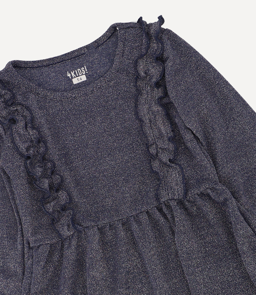 Vestido Shoulder Detail Bebé Azul 4 Kids
