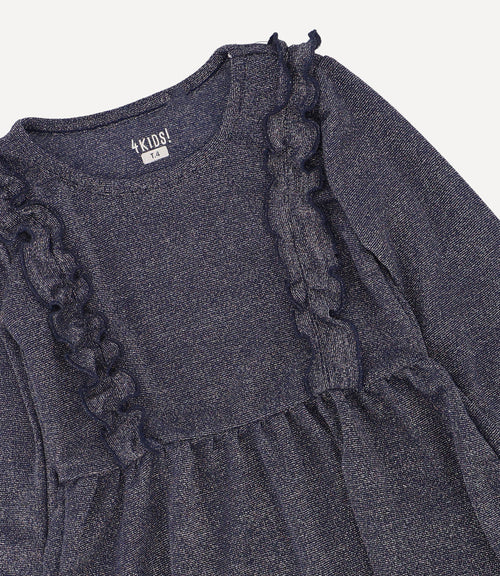 Vestido Shoulder Detail Bebé Azul 4 Kids