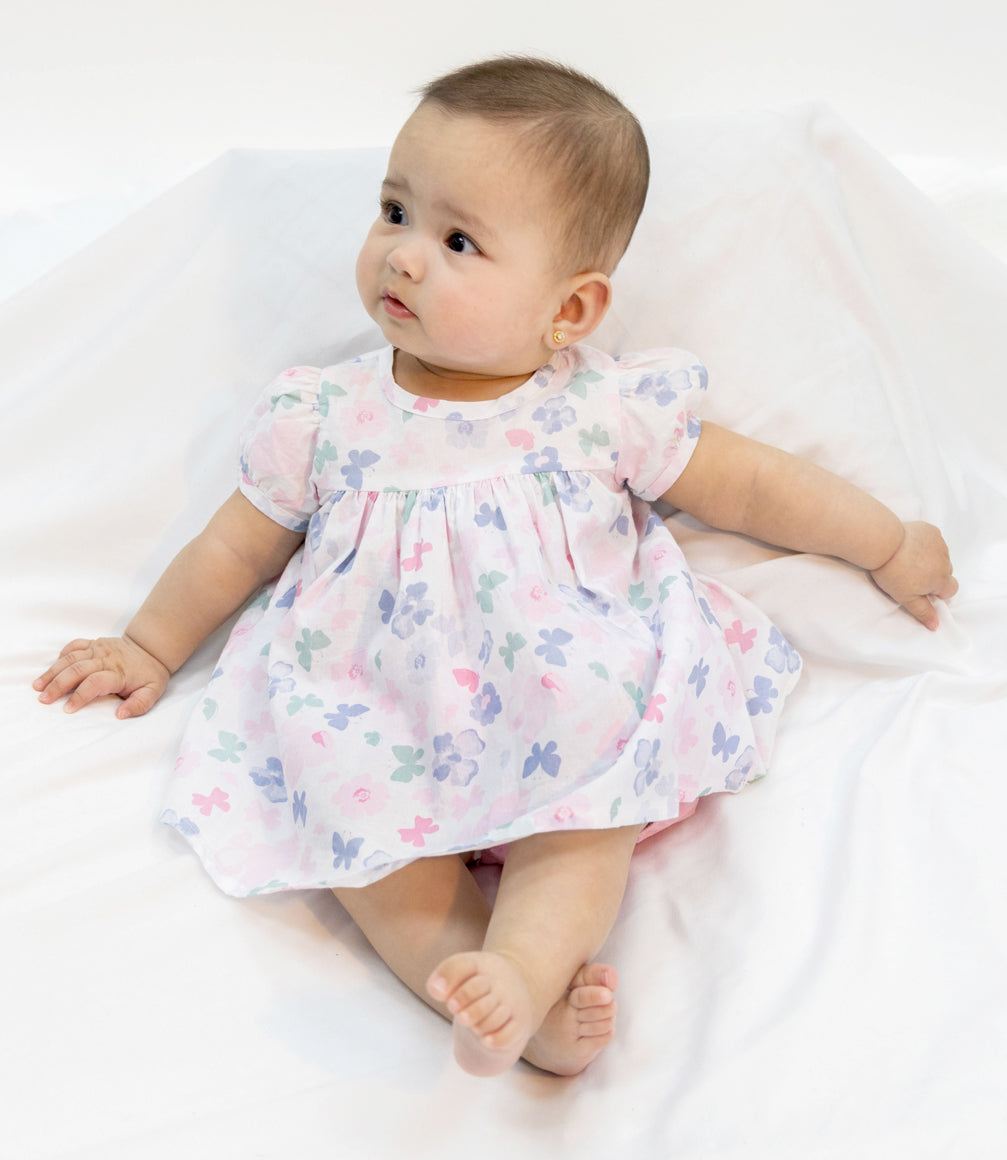 Vestido Popelín Con Calzón Recién Nacida 100% Algodón Rosado 4 Kids