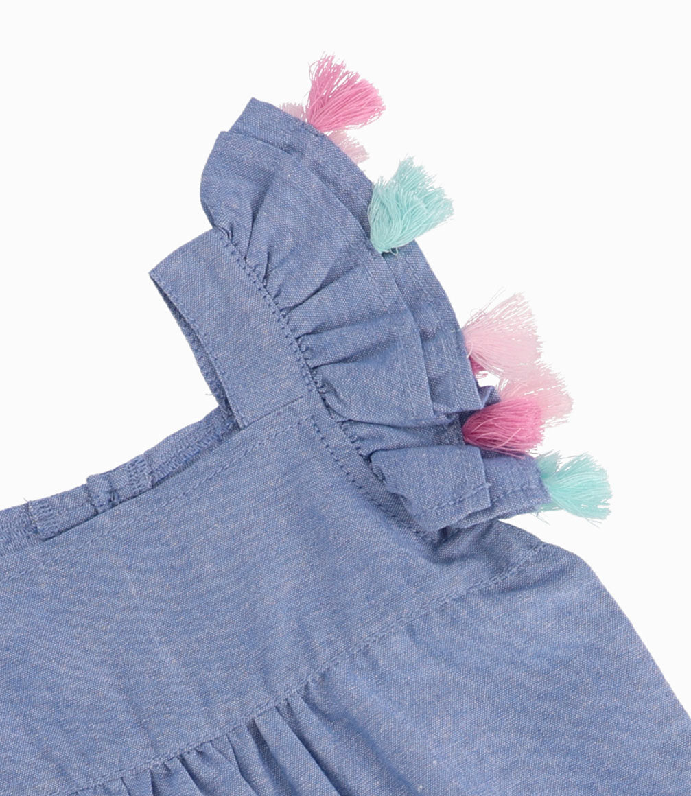Jardinera Con Vuelos Recién Nacida Denim Azul