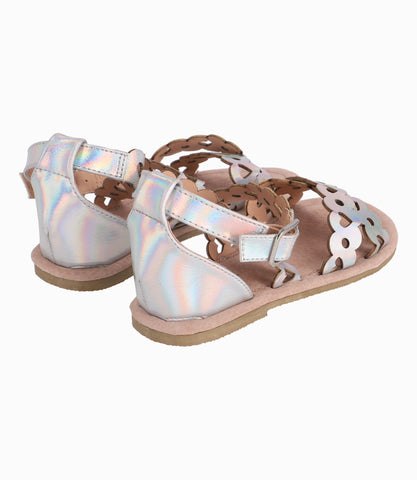 Sandalia Con Corazones Niña Plateado