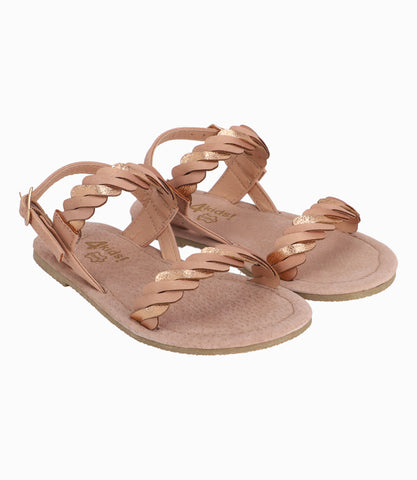 Sandalia Con Trenza Cordón Niña Base/Rosado