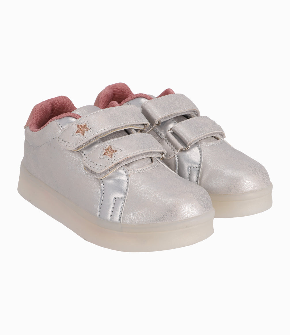 Zapatilla Con Estrellas Niña Base Gris