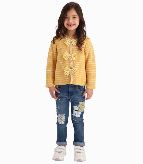 Chaqueta Con Rayas Niña Mostaza Limonada