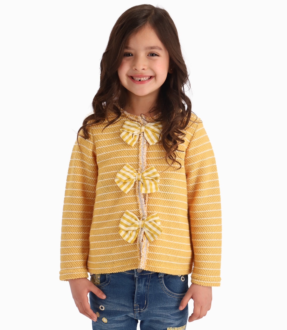 Chaqueta Con Rayas Niña Mostaza Limonada