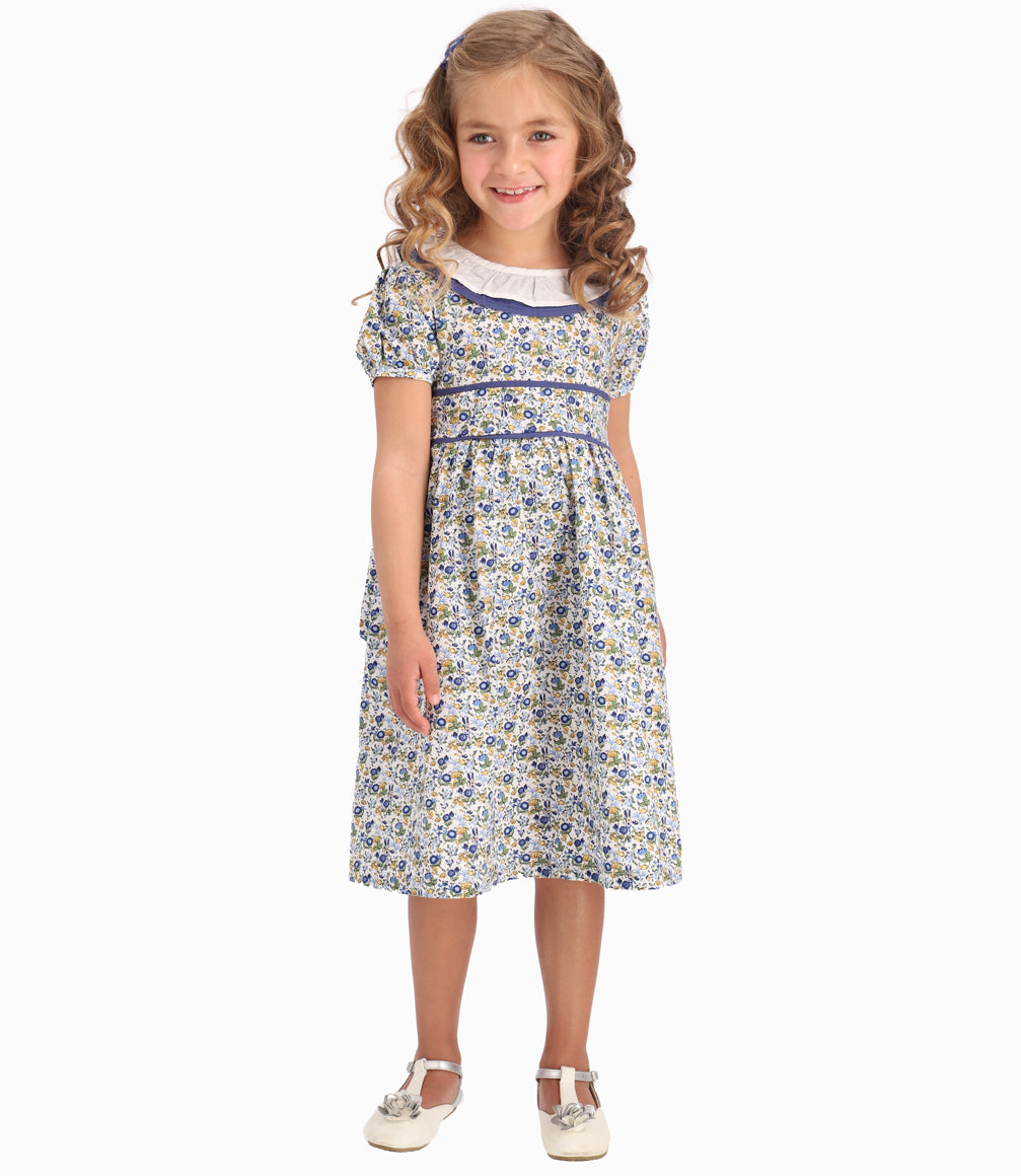 Vestido Con Cuello Pierrot Niña 100% Algodón