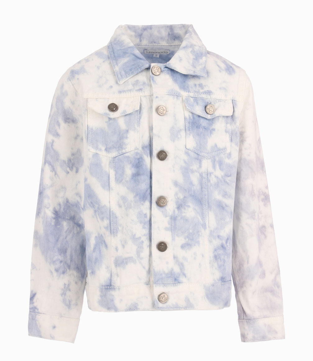 Chaqueta Tie Dye Niña 100% Algodón Celeste Limonada