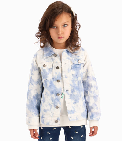 Chaqueta Tie Dye Niña 100% Algodón Celeste Limonada