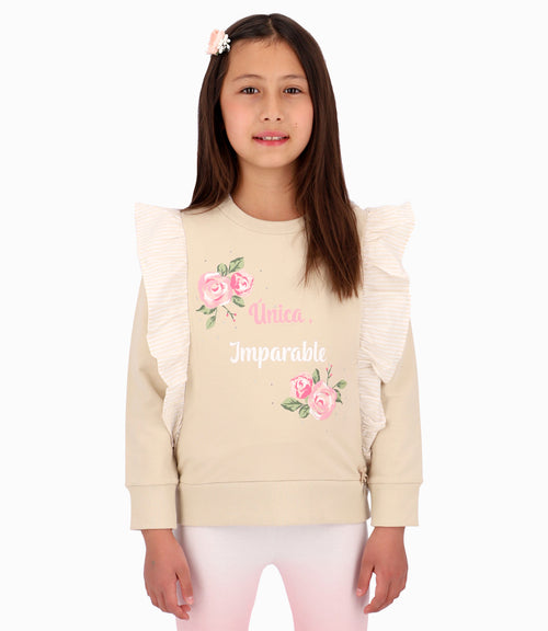 Polerón Con Volantes Niña Beige