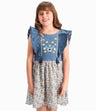 Vestido Con Faldón De Flores Niña Denim