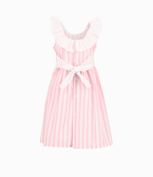 Vestido A Rayas Niña Rosado