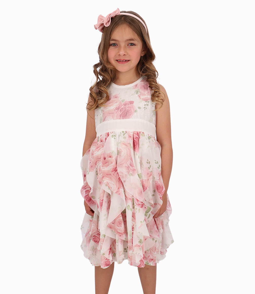 Vestido Niña Con Lentejuelas Y Vuelos