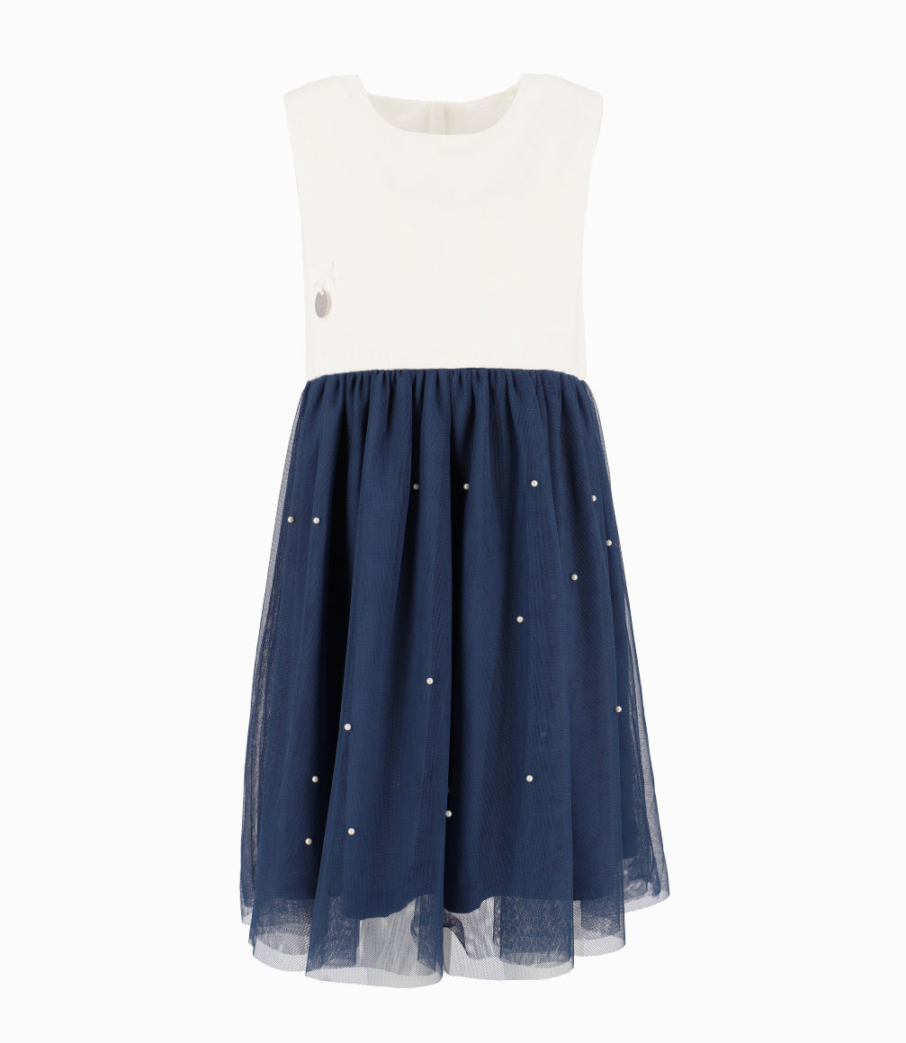 Vestido Niña Con Perlas Y Tul