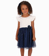 Vestido Niña Bicolor con Flores Limonada Azul Marino