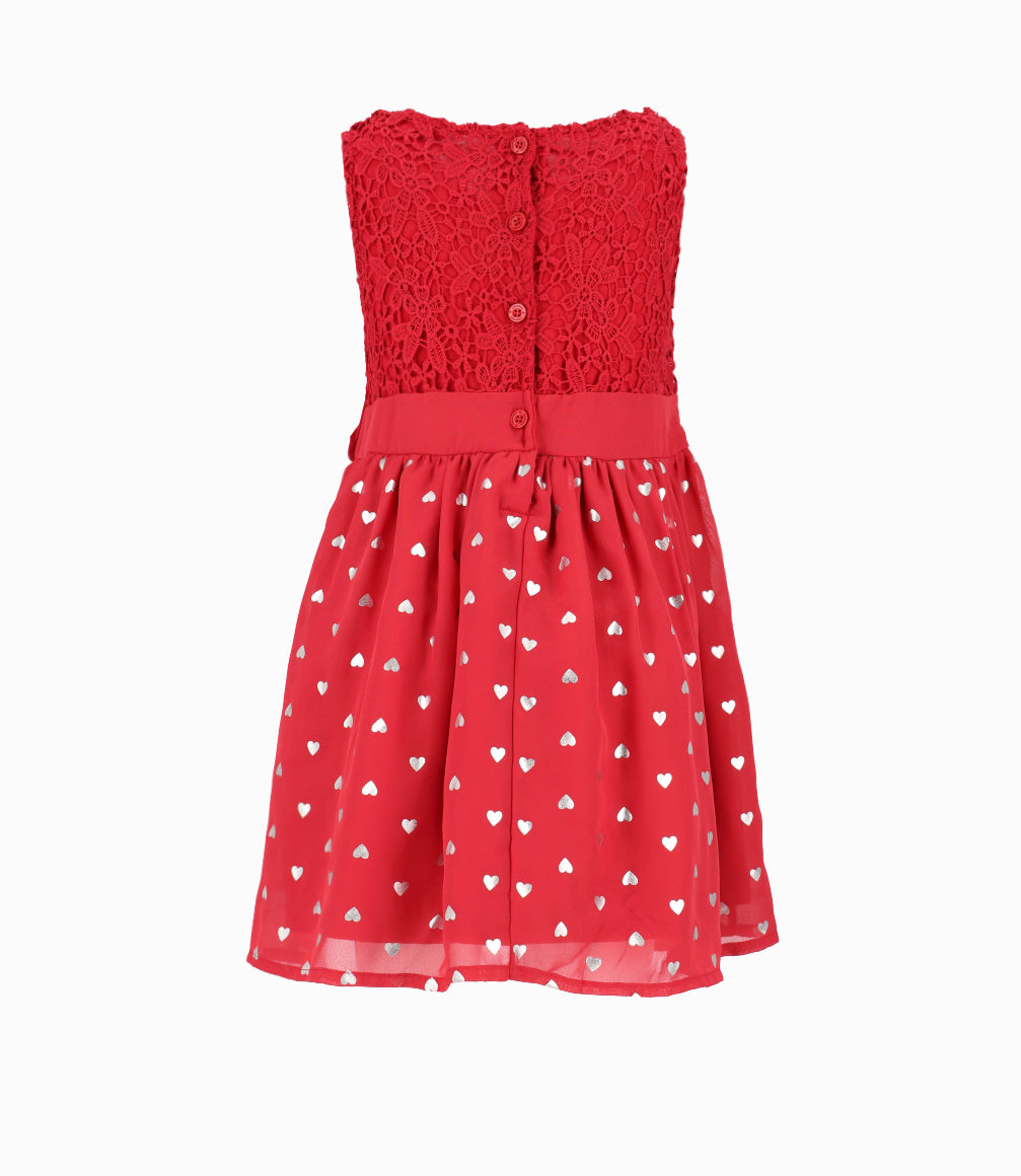 Vestido Niña Con Corazones Limonada Rojo