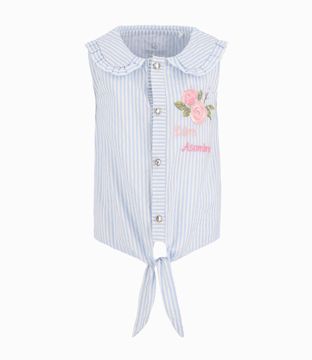 Blusa Con Nudo Bebé Niña Celeste - 3 meses / Celeste