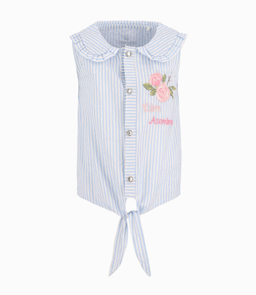 Blusa Con Nudo Bebé Niña Celeste