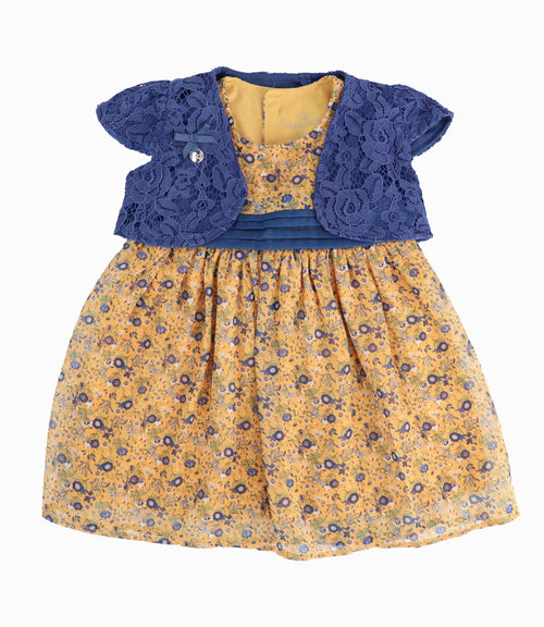 Vestido Con Tapado De Encaje Bebé Niña Azul Marino Limonada