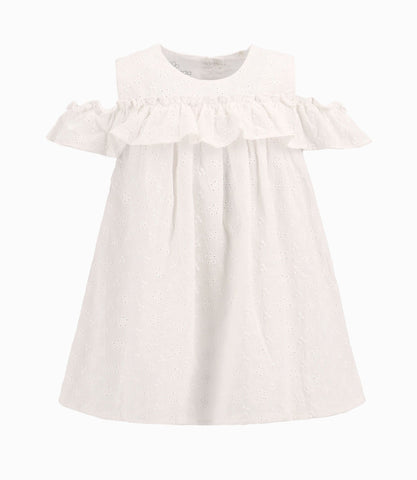 Vestido Popelín Bordado Bebé Niña Blanco