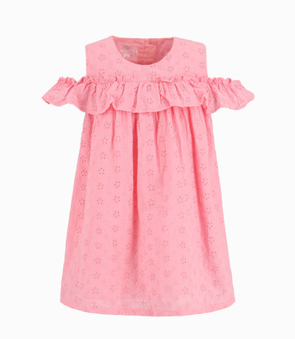 Vestido Popelín Bordado Bebé Niña Rosado