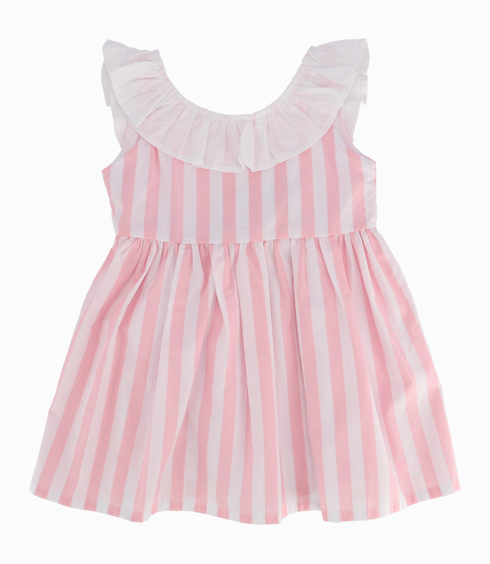 Vestido A Rayas Bebé Niña Rosado