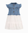 Vestido Con Popelín Bordado Bebé Niña Denim