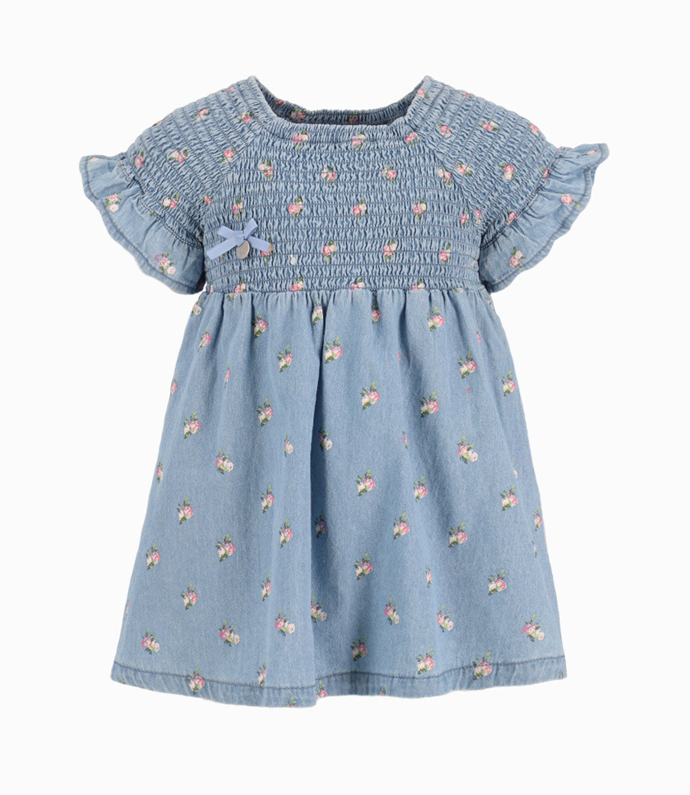 Vestido Fruncido Bebé Niña Denim