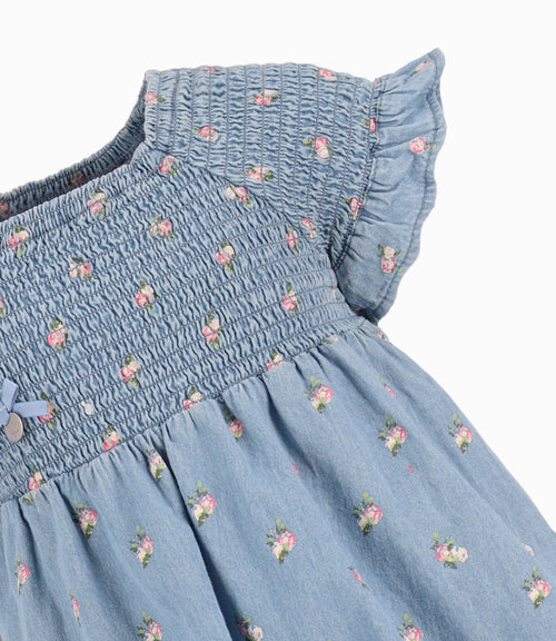 Vestido Fruncido Bebé Niña Denim