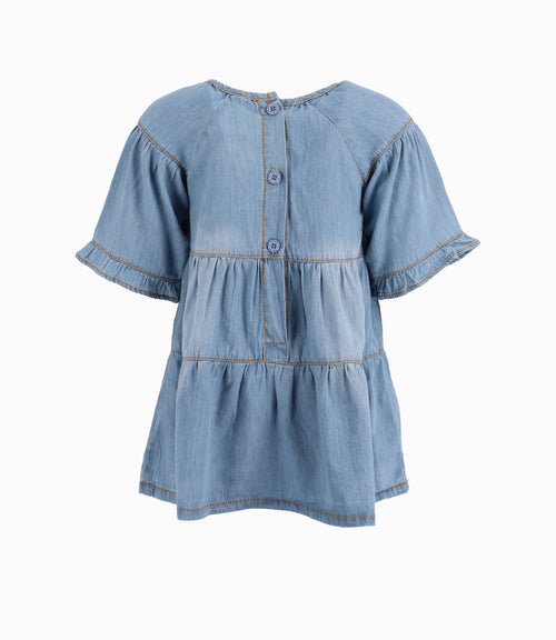 Vestido Con Rosa y Osita Bebé Niña Denim