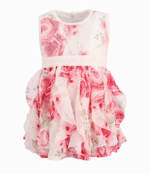 Vestido Bebé Con Lentejuelas Y Vuelos Limonada Rojo