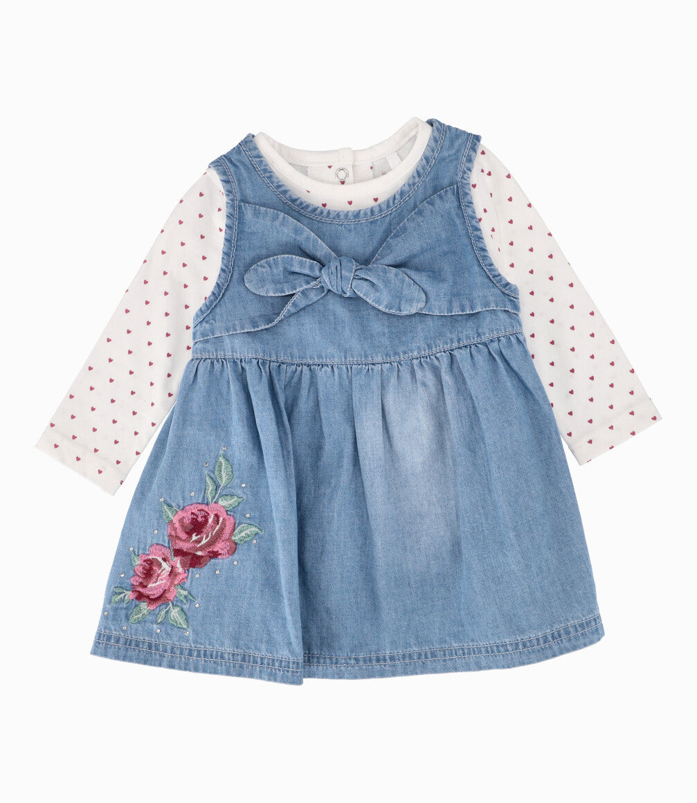 Vestido Con Nudo Recién Nacida Denim Celeste Limonada