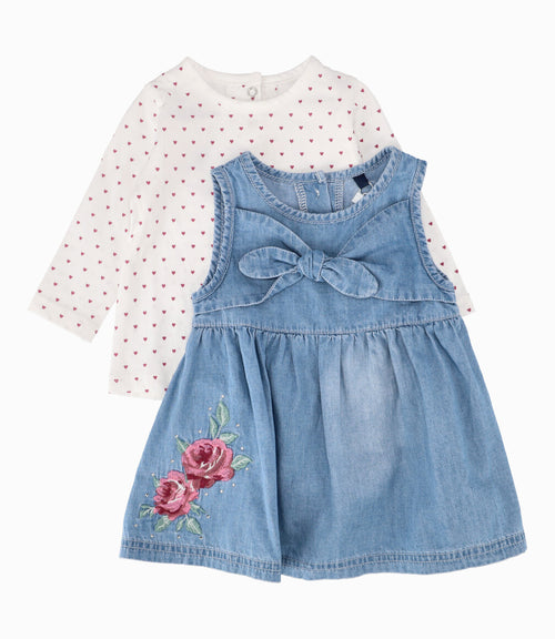 Vestido Con Nudo Recién Nacida Denim Celeste Limonada