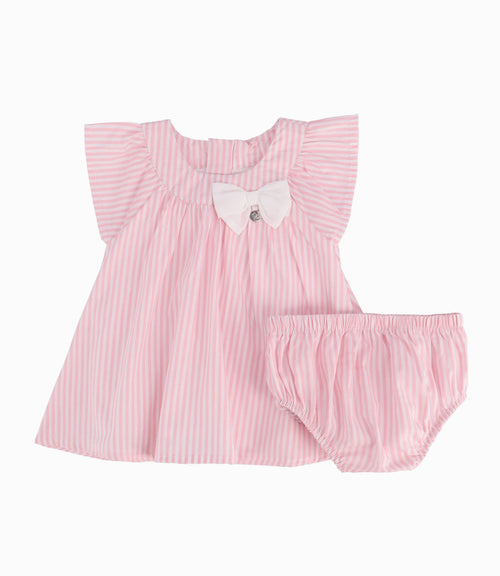 Vestido A Rayas Recién Nacida Rosado