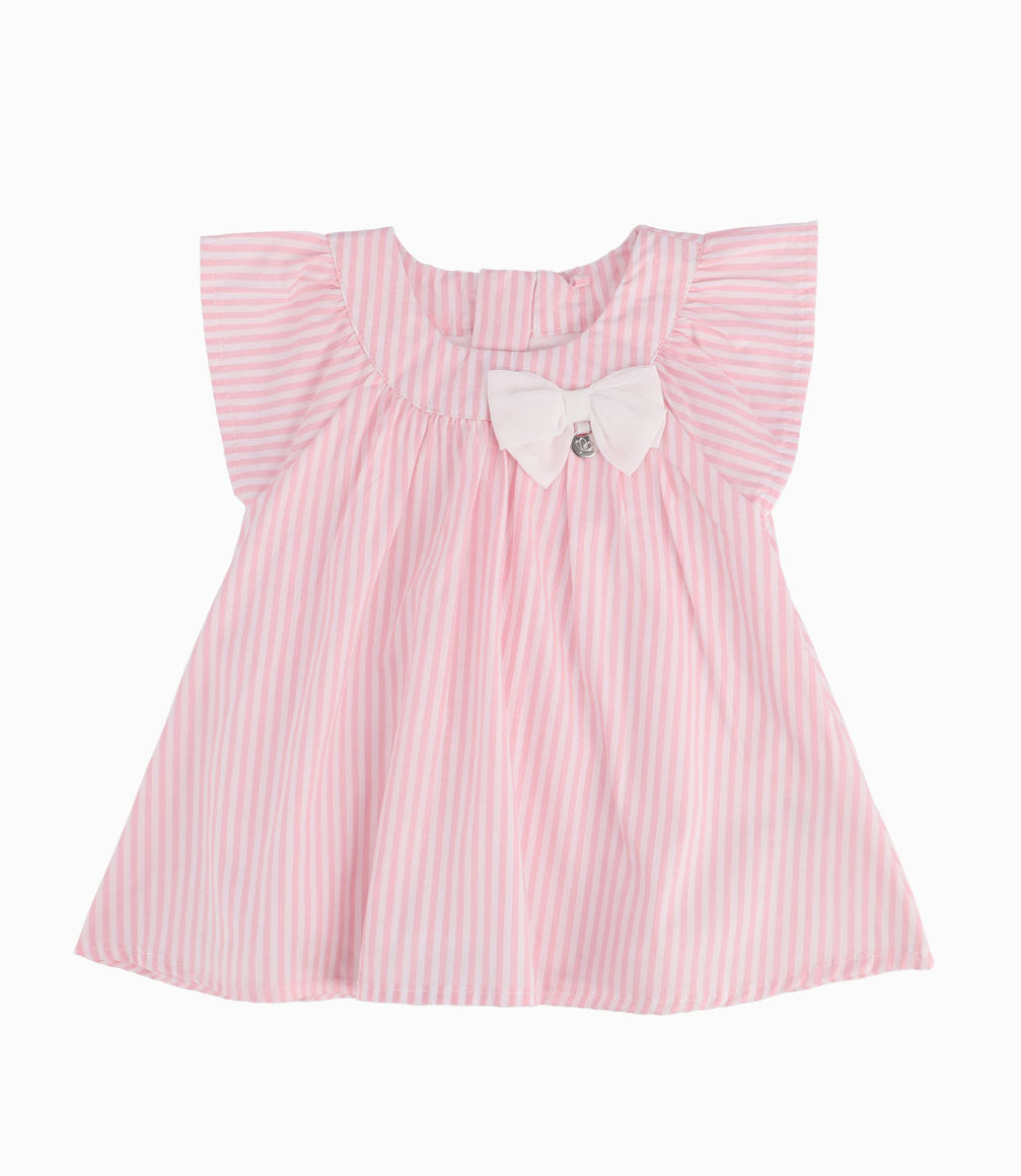 Vestido A Rayas Recién Nacida Rosado