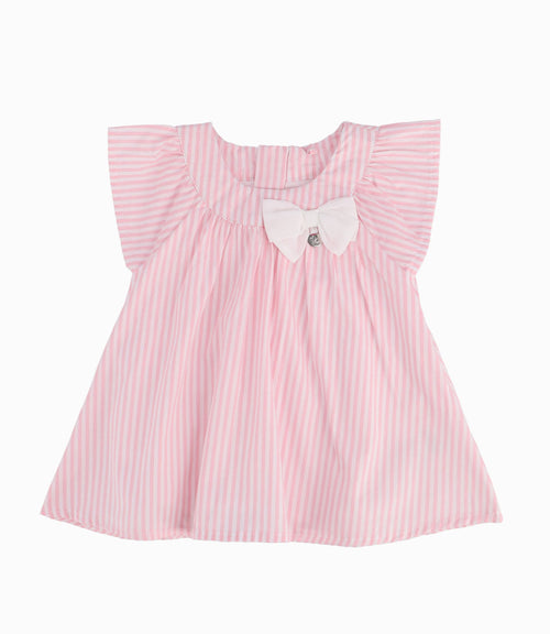Vestido A Rayas Recién Nacida Rosado